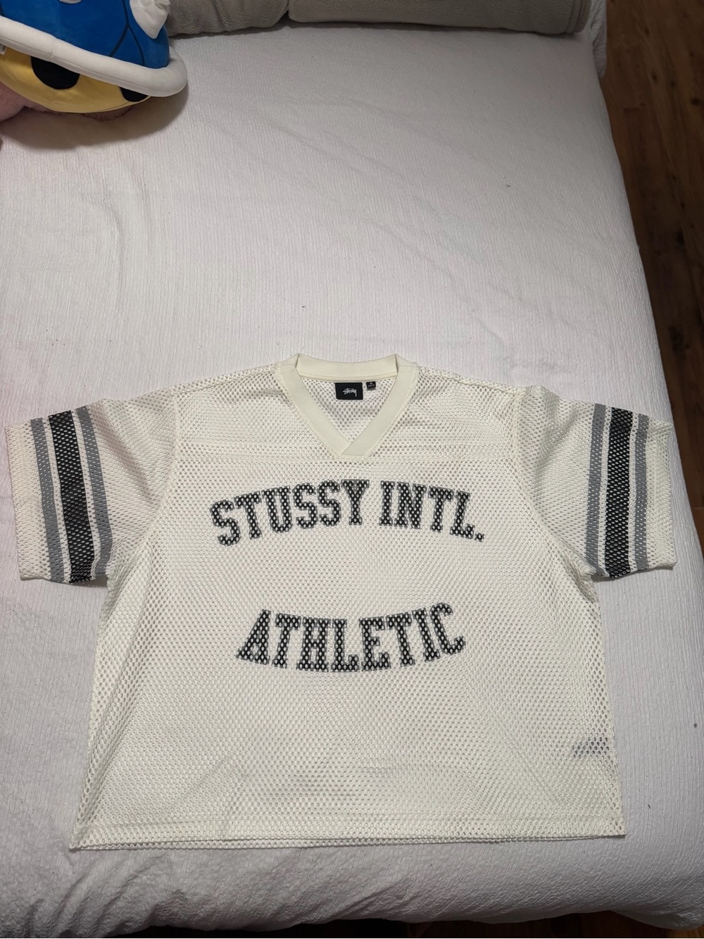 Stussy International Team Jersey Mesh V-Neck with Black Logo Tag Size M